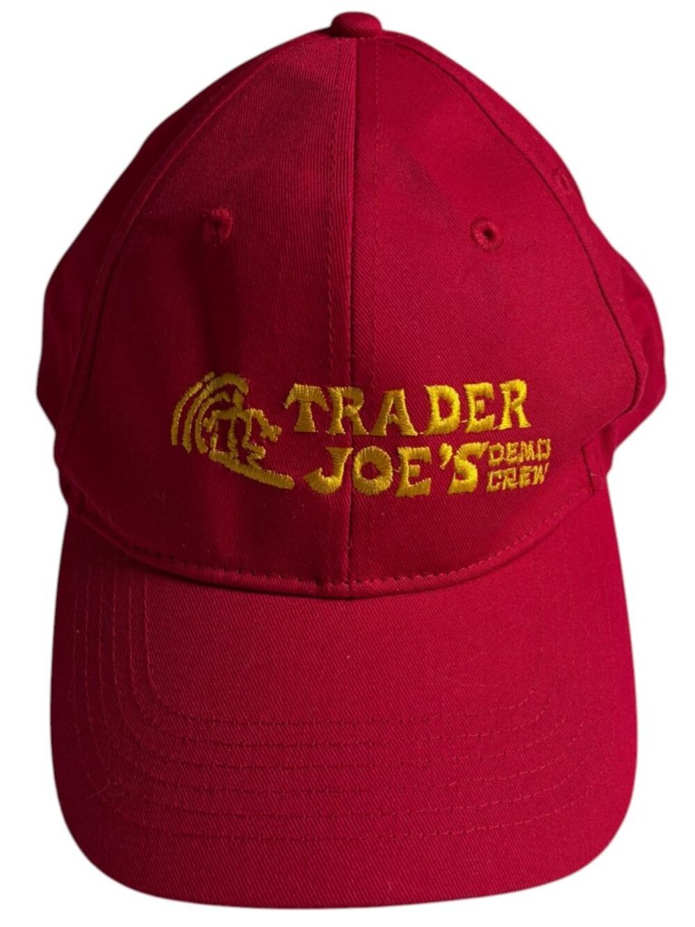 Trader Joe's "Demo Crew" Surfer Baseball Hat (Red with Yellow Detail)